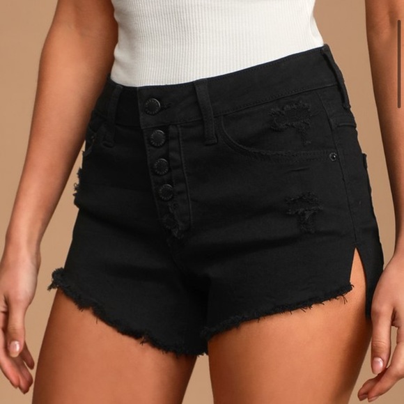 Lulus Pants - Black distressed denim shorts